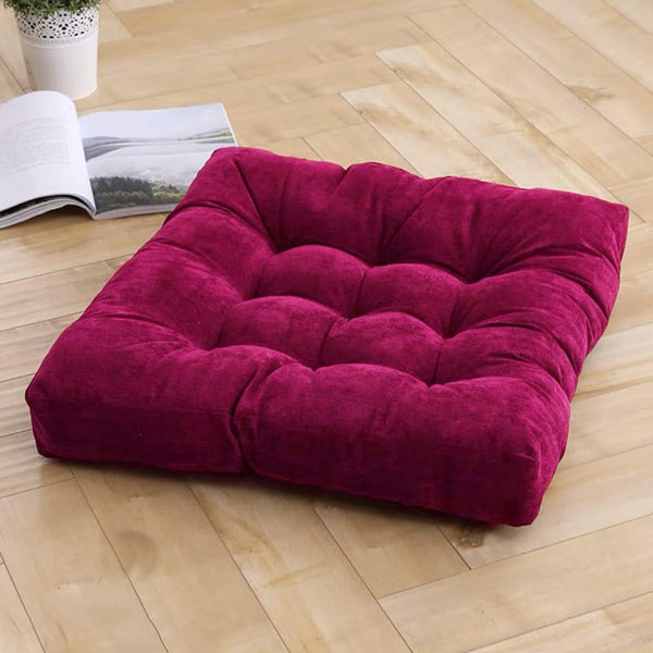 Square Shape Velvet floor Cushion - Red ( Pack Of 2 Pcs )