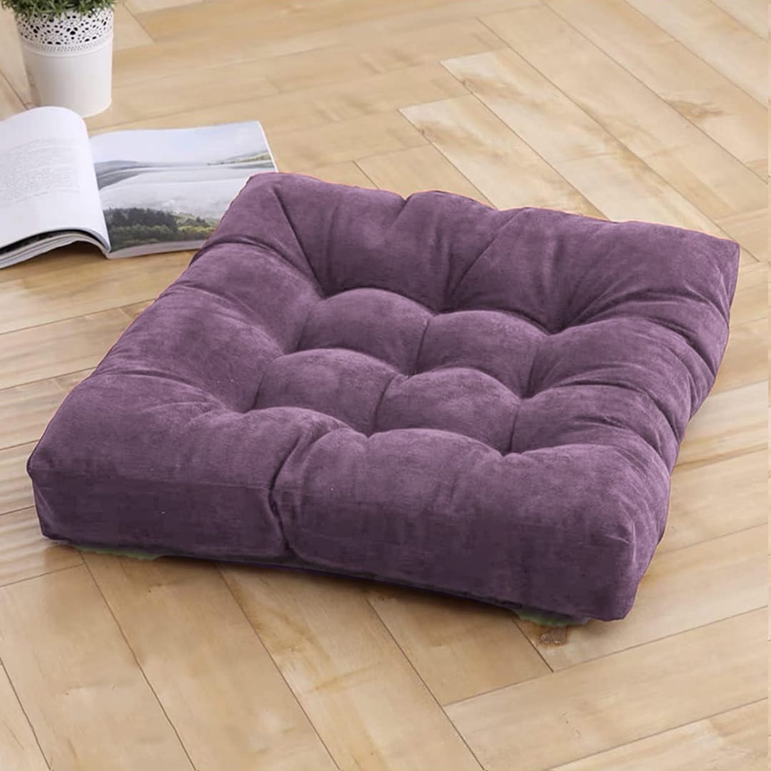 square shape velvet floor cushion pack of 2 lilac