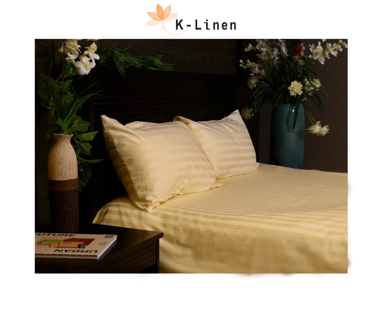 Golden Satin Stripes Bed Sheet Set