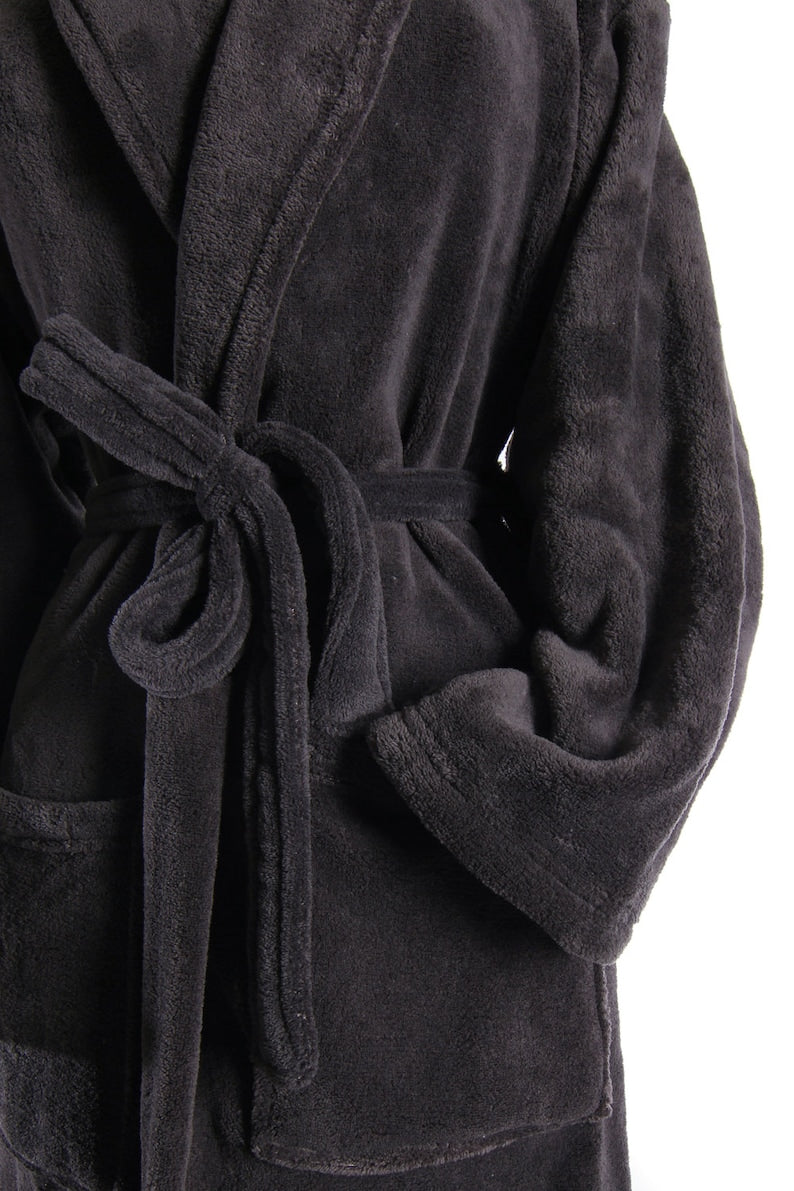 velvet black bathrobe