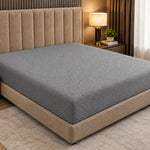 Stripe Jacquard Bed Fitted Sheet - Grey