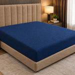 Stripe Jacquard Bed Fitted Sheet - Blue
