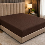 Stripe Jacquard Bed Fitted Sheet - Brown