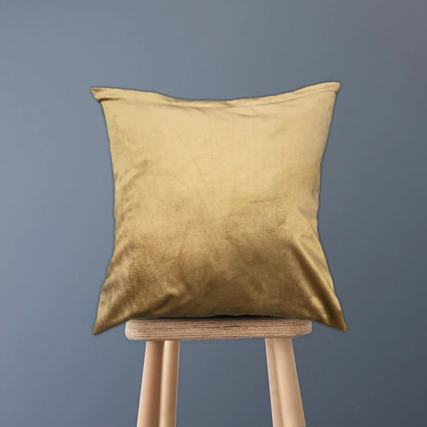 Velvet Premium Cushion Cover - Solid Golden - Pack Of Two