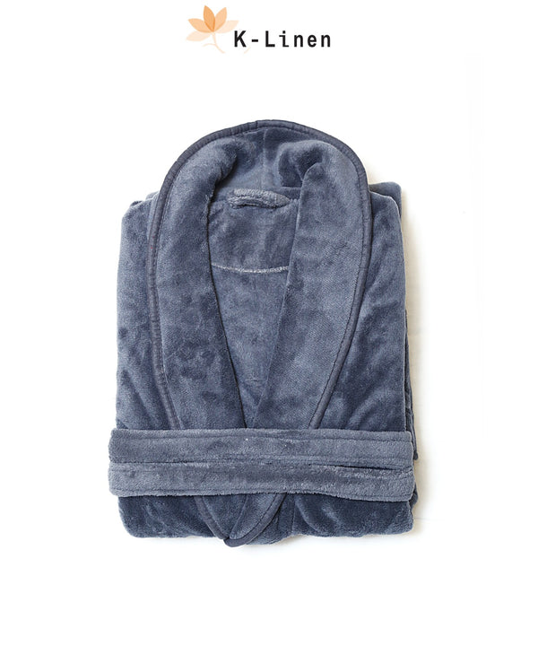 Warm Fleece Plush Bathrobe - Grey