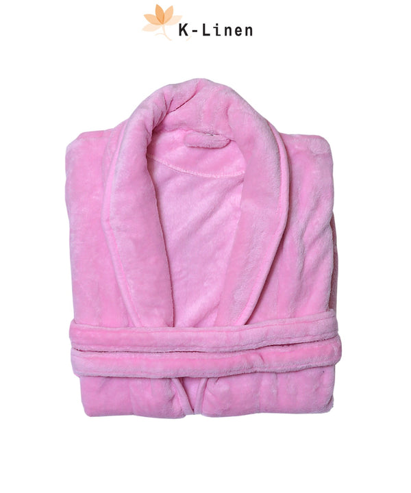 Warm Fleece Plush Bathrobe - Pink