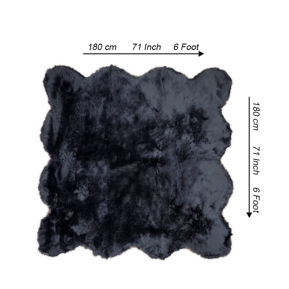 Lounge Size Furry Rug (180*180CM) - Black