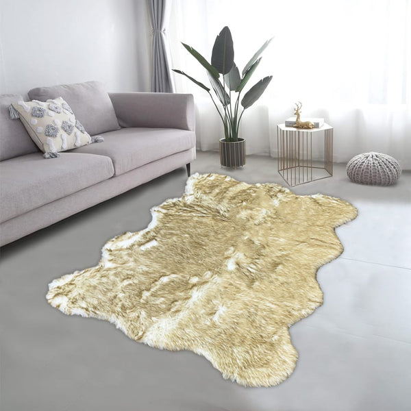 Lounge Size Furry Rug (160*180CM) - Yellow White