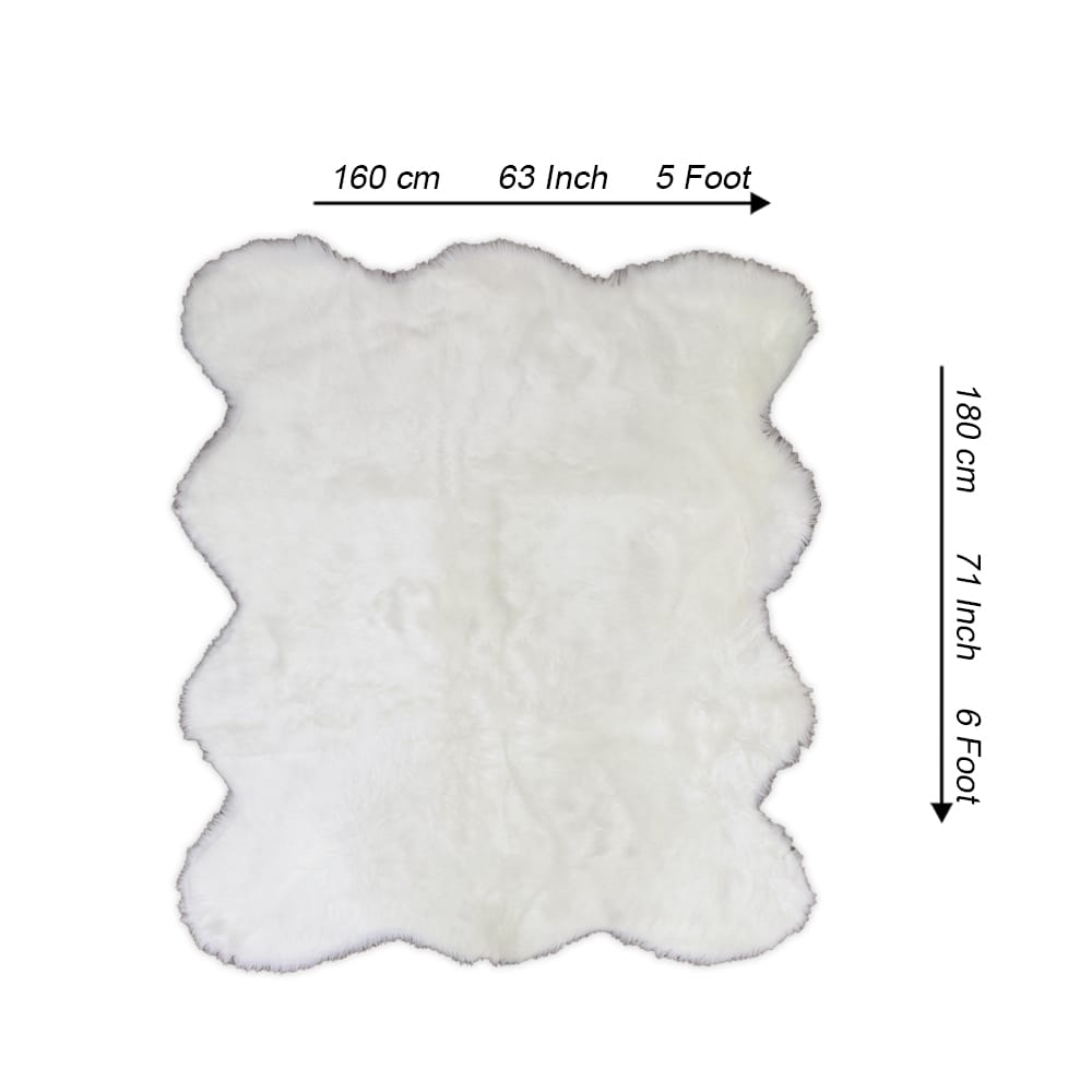 lounge size furry rug 160 180cm white