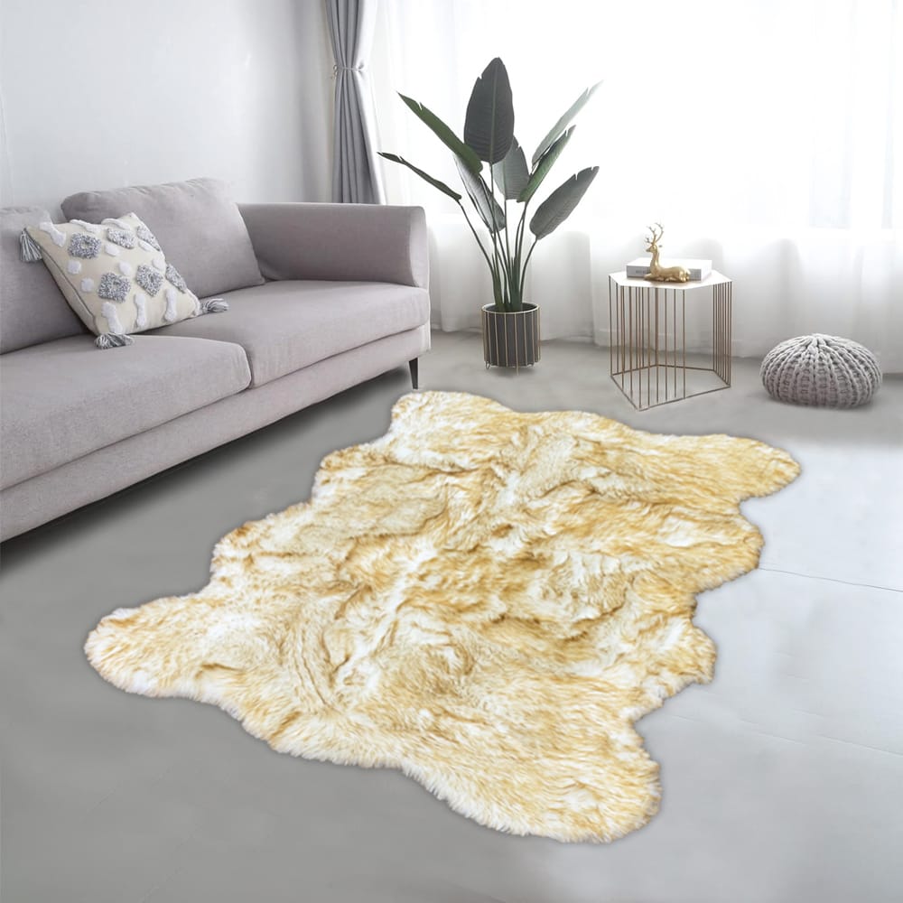 Lounge Size Furry Rug (160*180CM) - Golden White