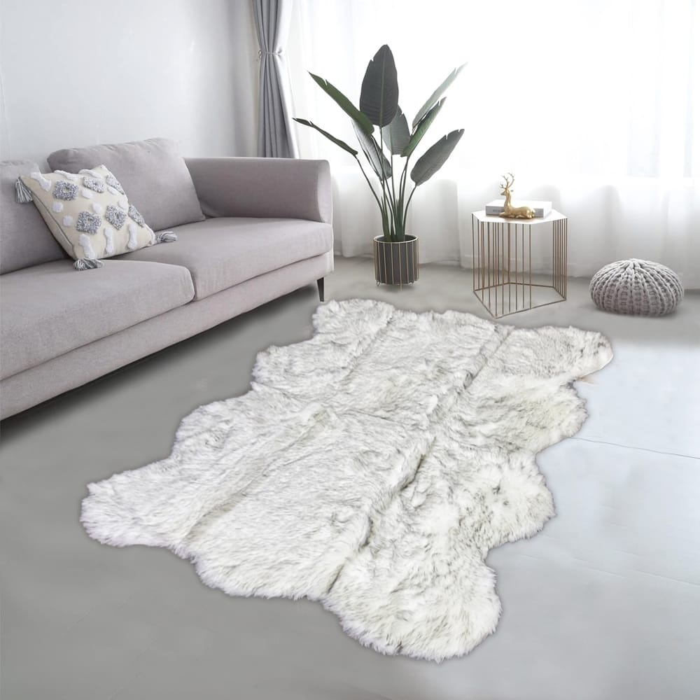 Lounge Size Furry Rug (160*180CM) - Grey White