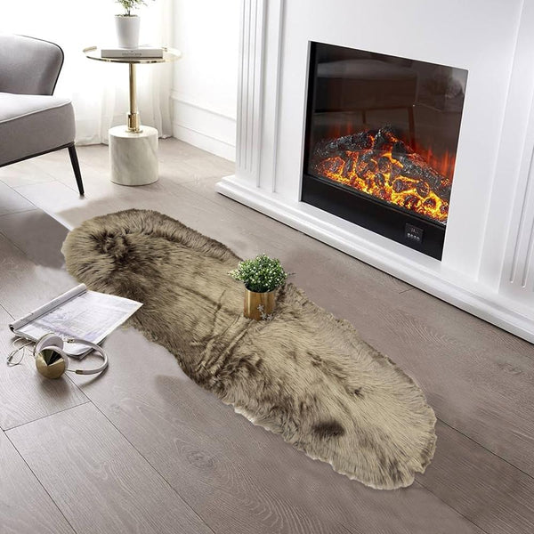 Rectangular Furry Rug - Brown