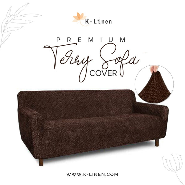 Premium Terry Sofa Cover - Dark Brown