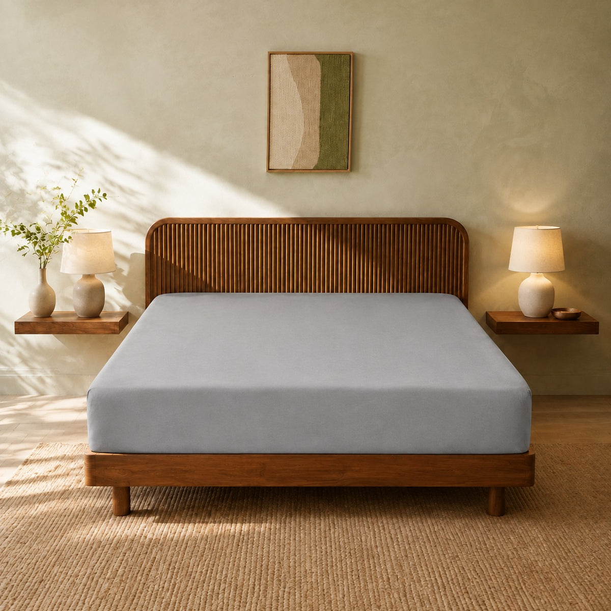 Jersey Bed Fitted Sheet - Light Grey