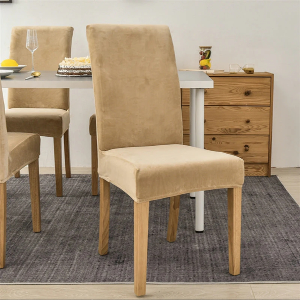 Velvet Dining Chair Covers - Beige