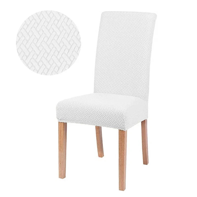 Stripe Jacquard Chair Covers- White