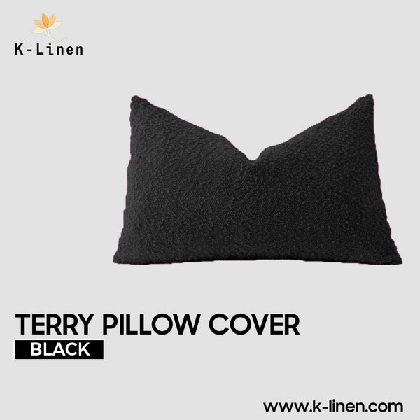 Pair of Terry Pillow Cover - Black