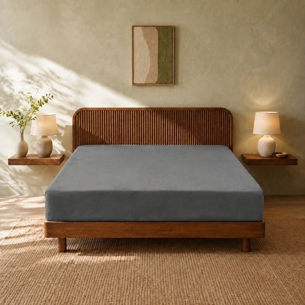 Jersey Bed Fitted Sheet- Grey