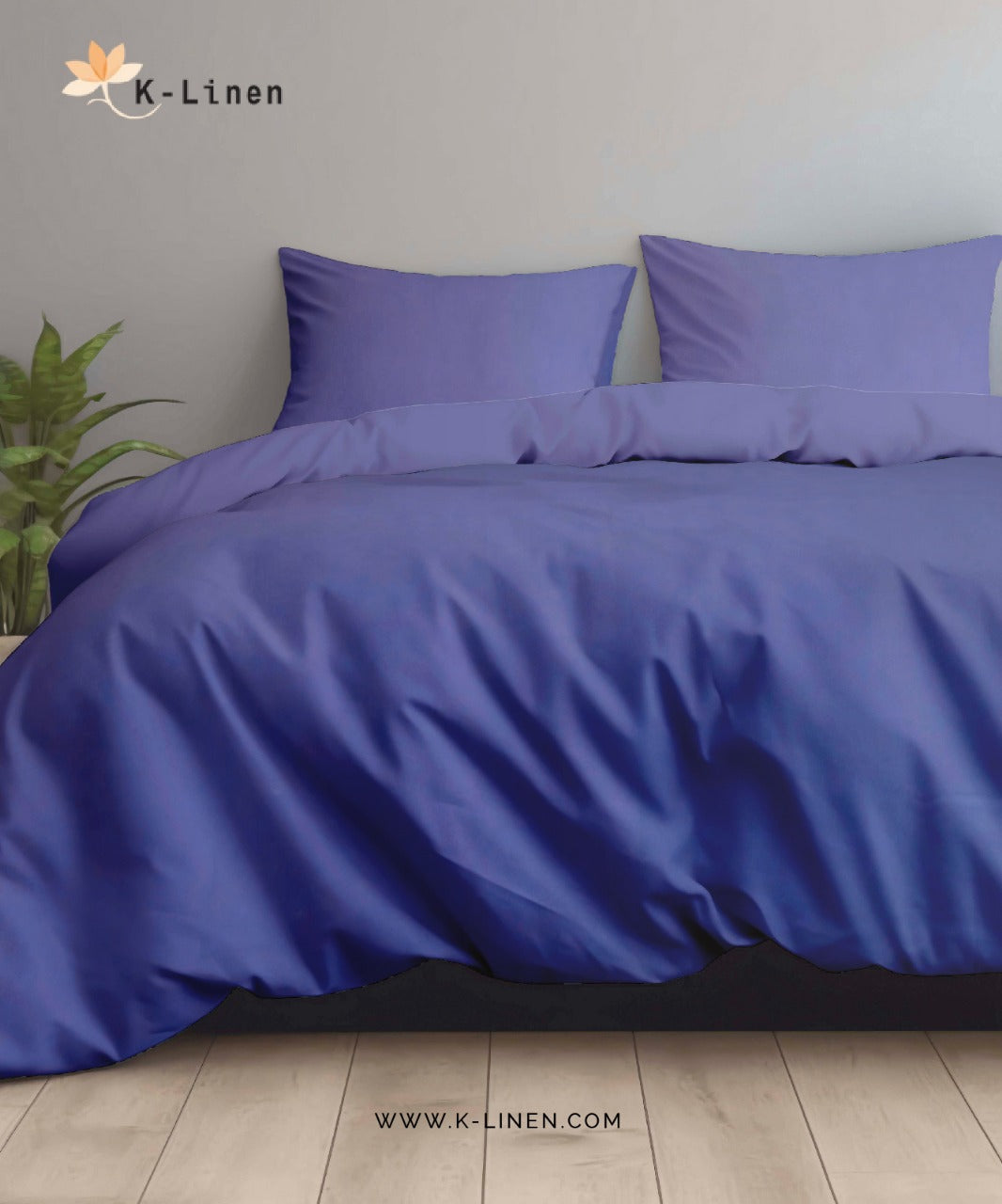 Navy Blue Solid Bed Sheet Set