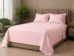 Cotton Sateen Stripe Bed Sheet Set-Pink
