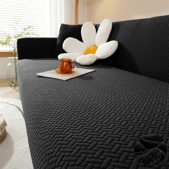 Stripe Jacquard Sofa Cover - Black