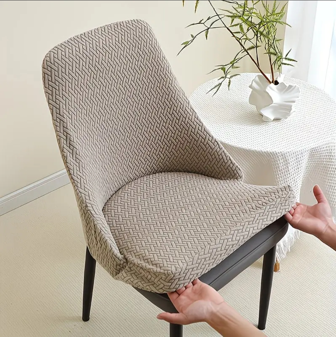 Stripe Jacquard Turkish Chair Cover - Beige