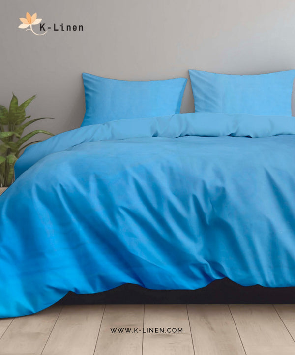 Sky Blue Solid Bed Sheet Set