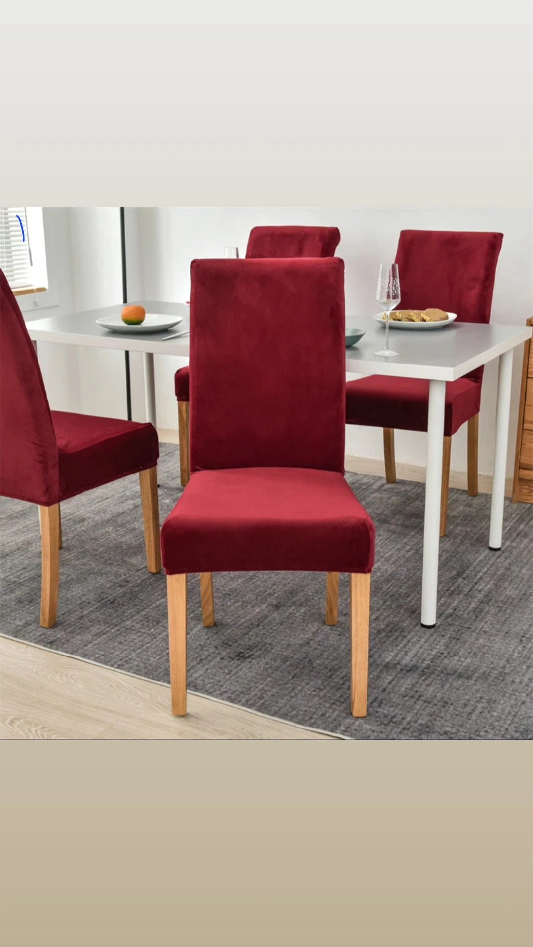 Velvet Dining Chair Covers - Maroon