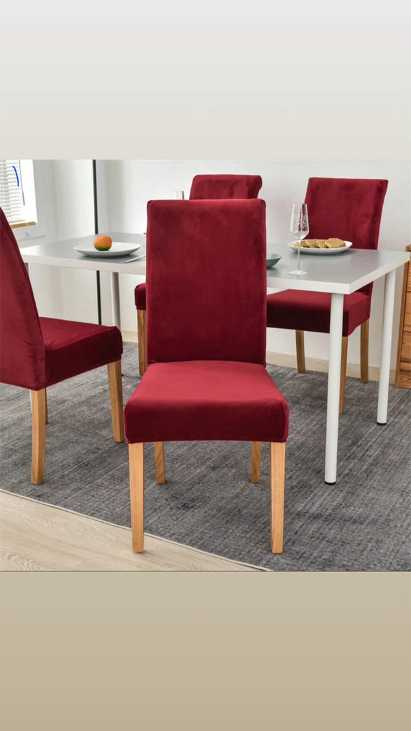 Velvet Dining Chair Covers - Maroon