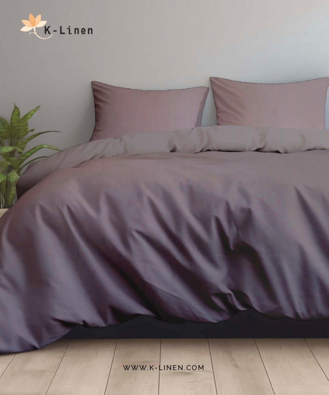 Grey Solid Bed Sheet Set