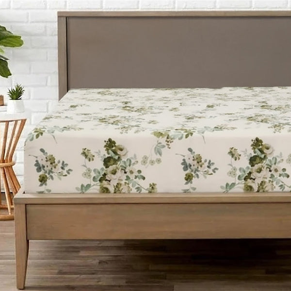 Lime Green Printed Fitted Sheet