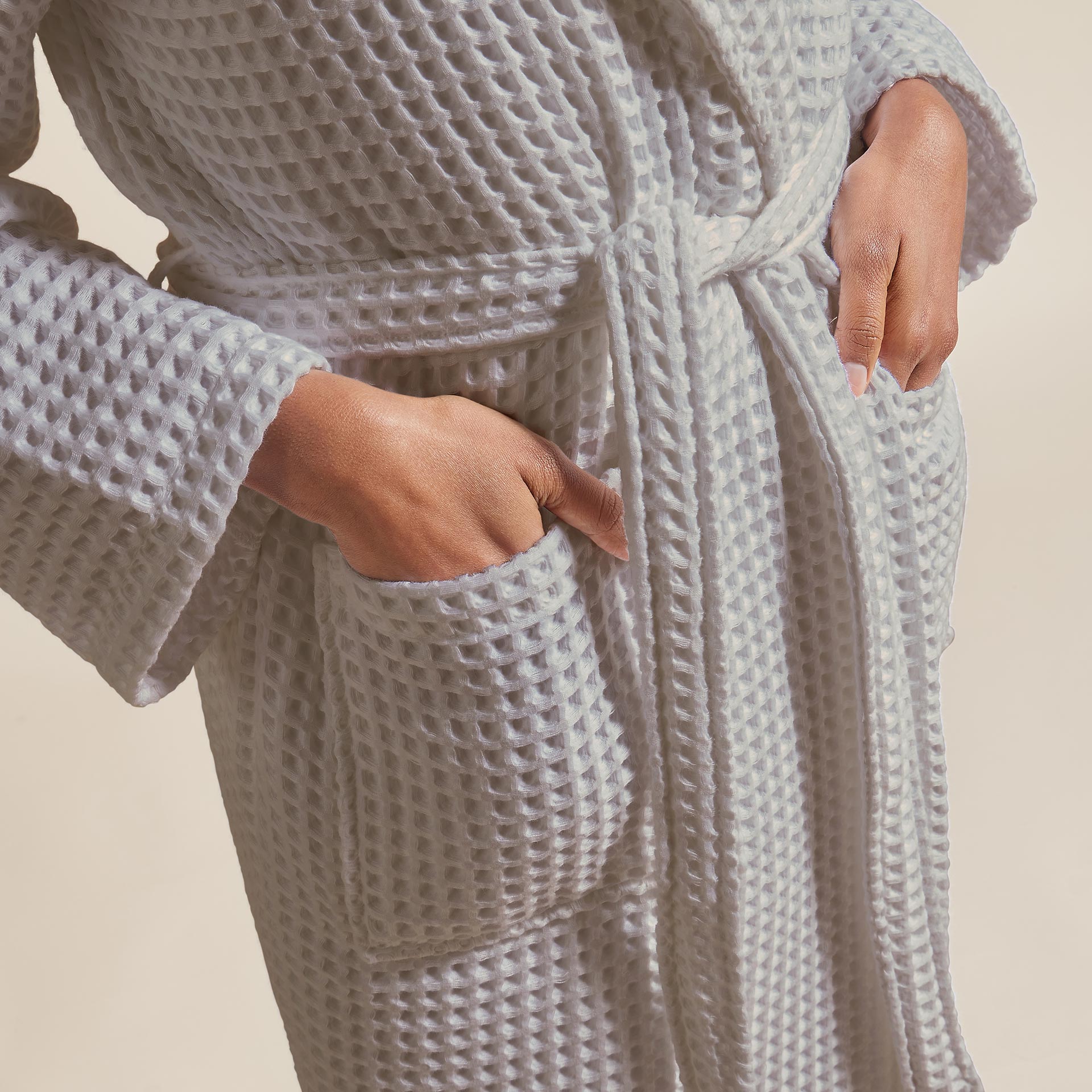 Waffle Bathrobe Light Grey