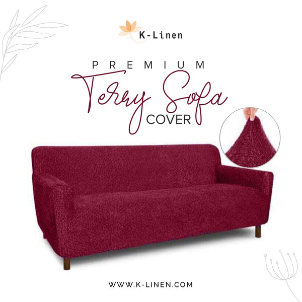 Premium Terry Sofa Cover - Maroon