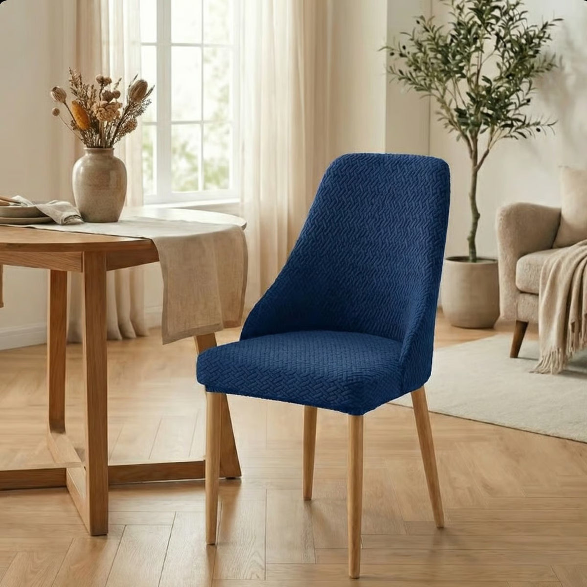 Stripe Jacquard Turkish Chair Cover - Blue