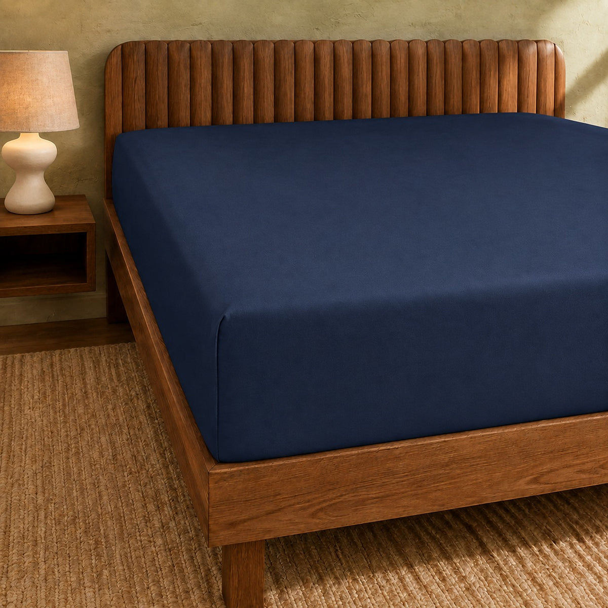 Jersey Bed Fitted Sheet- Blue