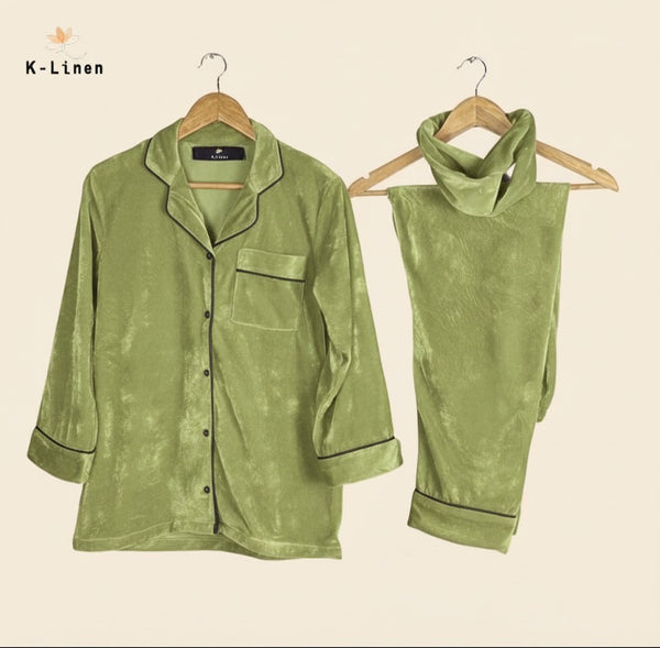 Women Velvet suite - Olive Green