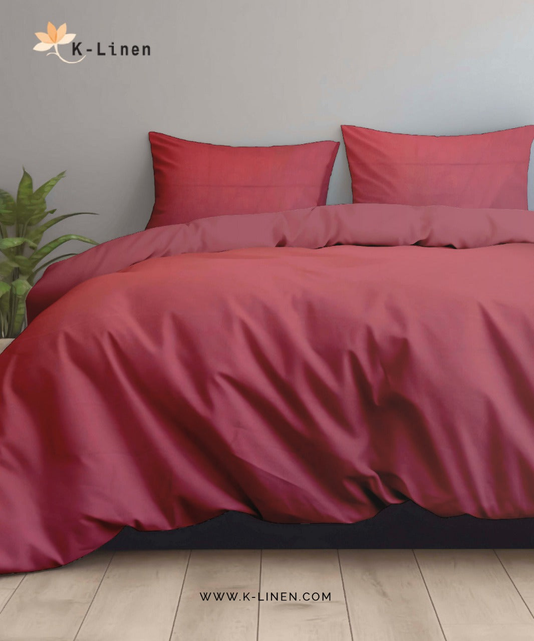 Mehroon Solid Bed Sheet Set