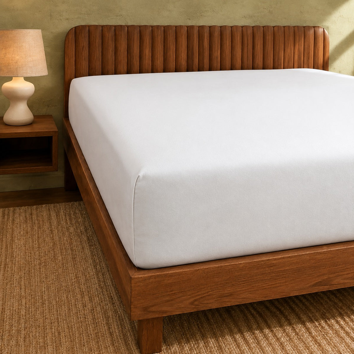 Jersey Bed Fitted Sheet- White
