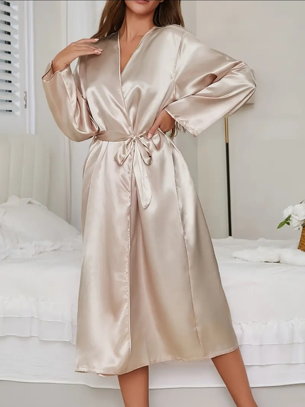 Satin Bath Gown - Golden