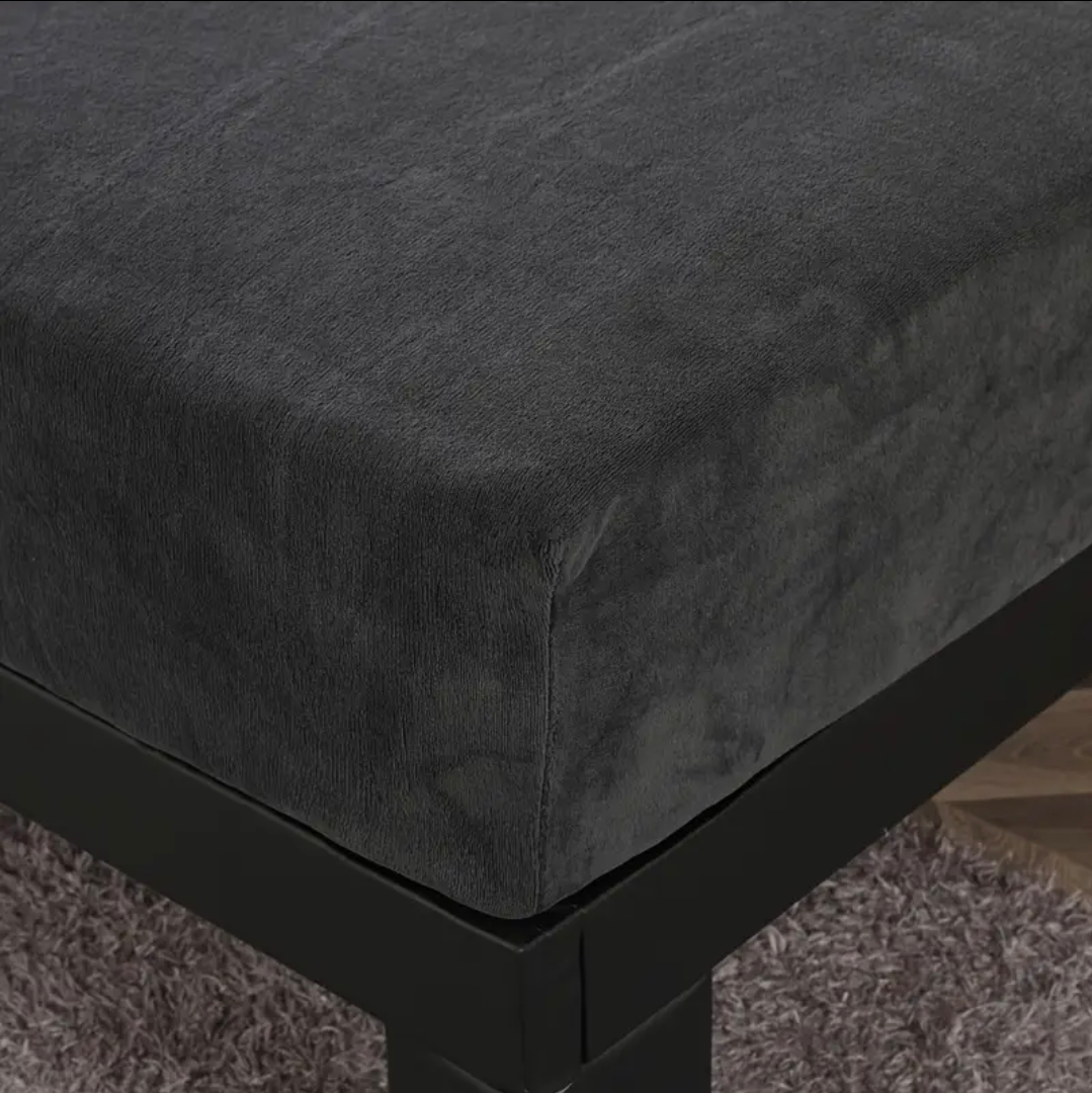 GREY VELVET FITTED SHEET SET