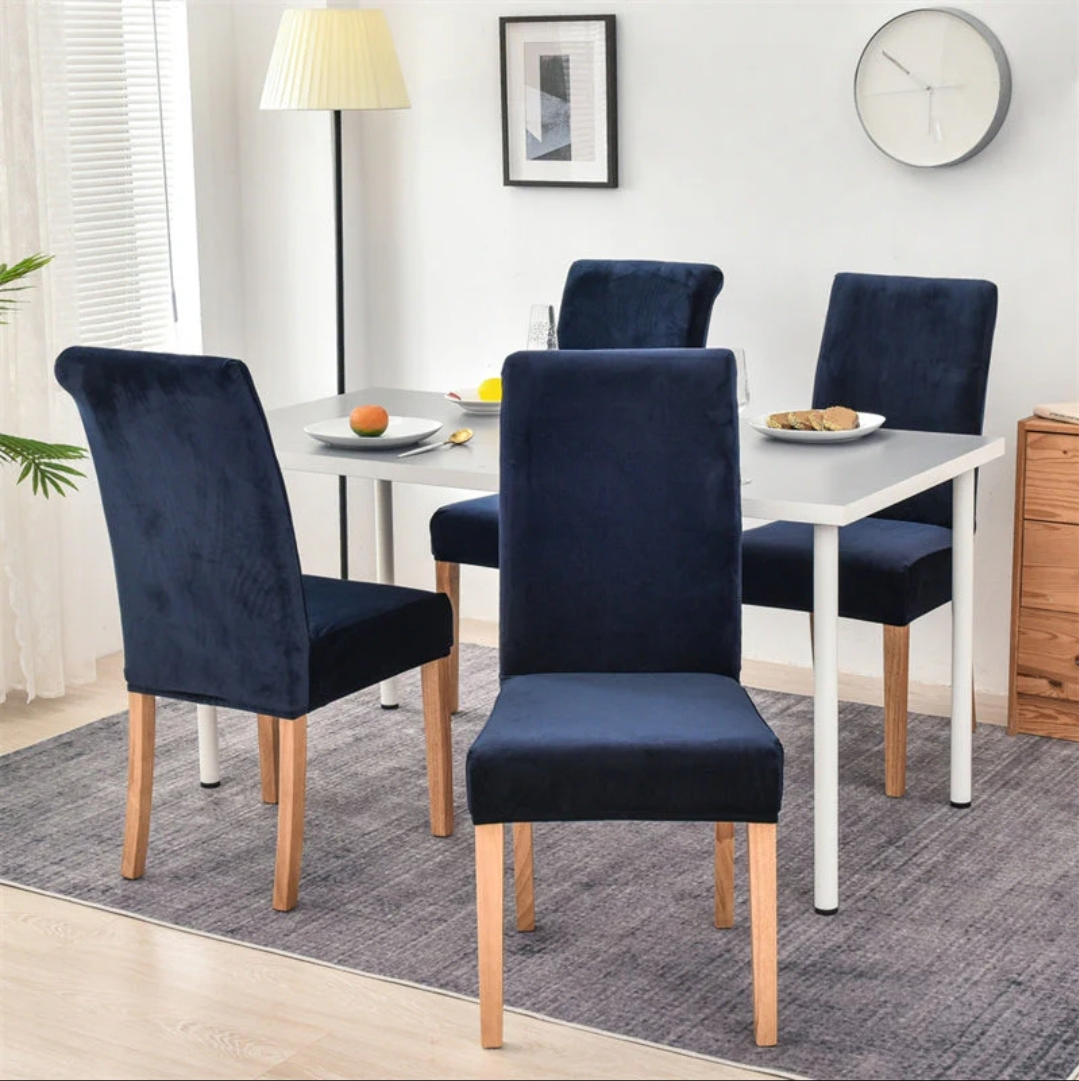 Velvet Dining Chair Covers - Blue