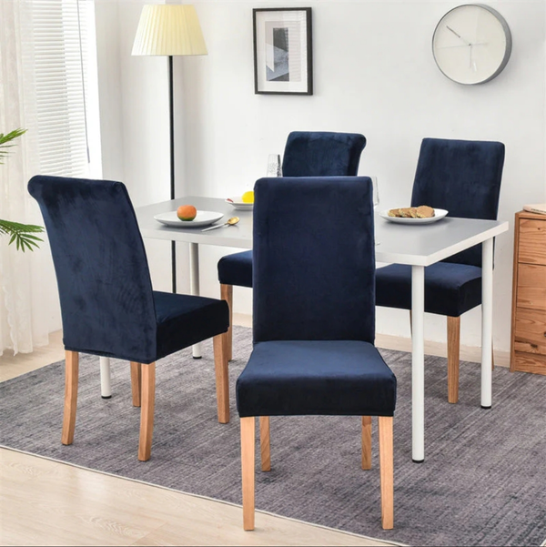 Velvet Dining Chair Covers - Blue