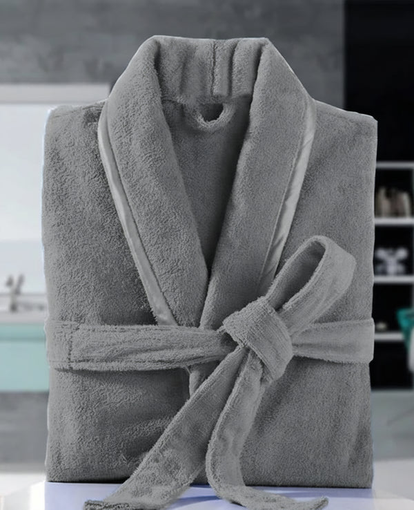Fluffy Plush Bathrobe - Grey