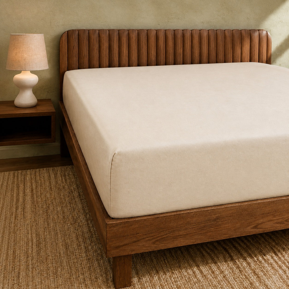 Jersey Bed Fitted Sheet - Beige