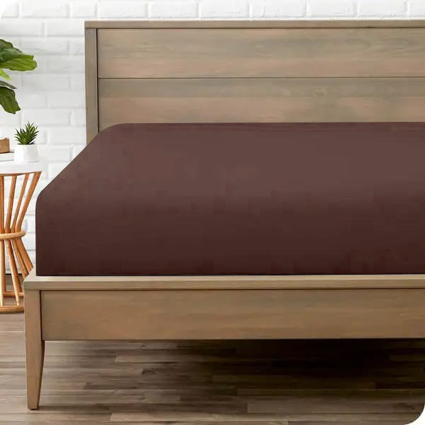 Jersey Bed Fitted Sheet -Brown