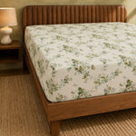 Lime Green Printed Fitted Sheet