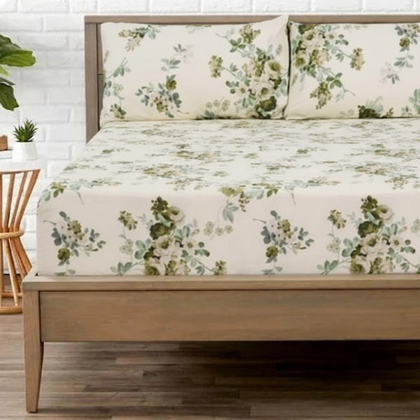 Lime Green Printed Fitted Sheet