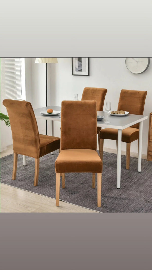 Velvet Dining Chair Covers - Camel