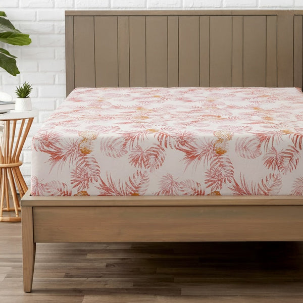 Peachy Floral Printed Fitted Sheet