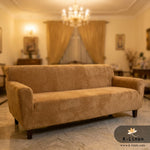 Premium Velvet Terry Sofa Cover - Camel Brown